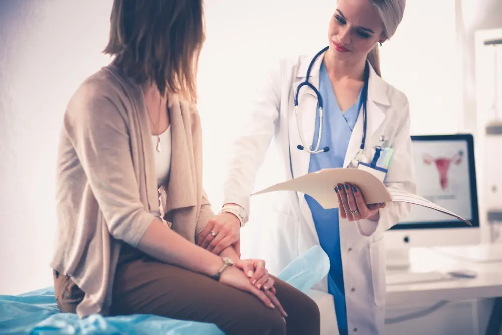 woman meeting with doctor about fibroids 