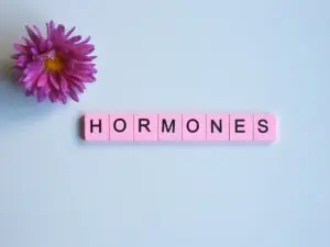 Hormones word wooden cubes on a white background